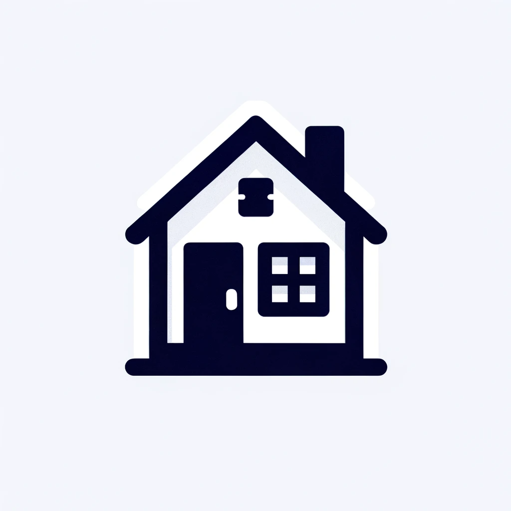 Simple house icon with black lines and white background