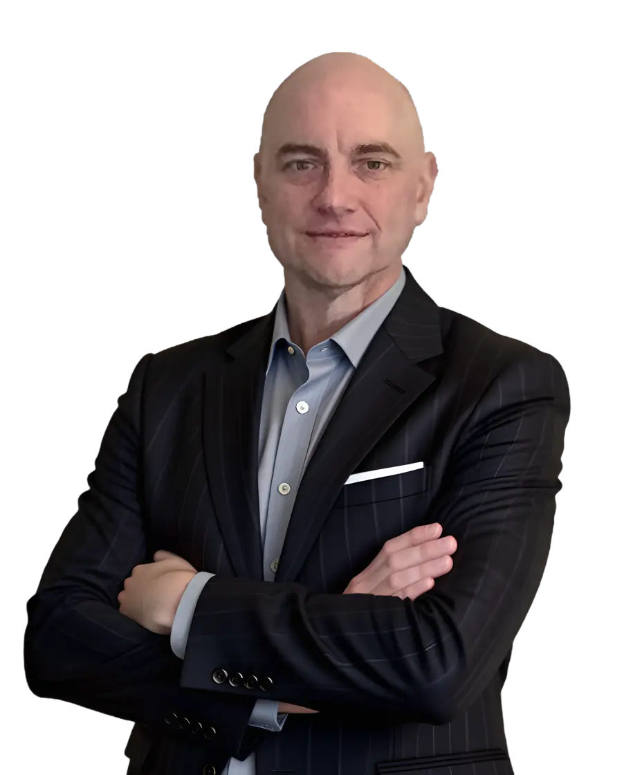 Image of Jim Mucci head and shoulders facing camera in a suit with arms crossed